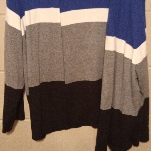 Liz Claiborne Blue Gray Black Open Cardigan Nylon Viscose Cotton Size 2X - Picture 2 of 3